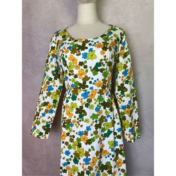 1970s Flower Power Maxi Dress Day Glo - Picture 2 of 12